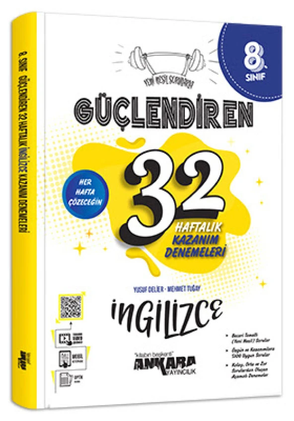 Ankara Yayıncılık 8. Sınıf İngilizce Güçlendiren 32 Haftalık Kazanım Denemeleri ürün görseli 1