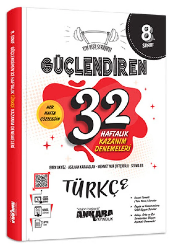 Ankara Yayıncılık 8. Sınıf Türkçe Güçlendiren 32 Haftalık Kazanım Denemeleri ürün görseli 1