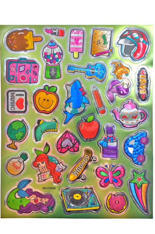 Metalik Sticker Stiker Defter Planlayıcı Etiket (QS012)-25x20 cm- Dondurma Plak Kask ürün görseli 1