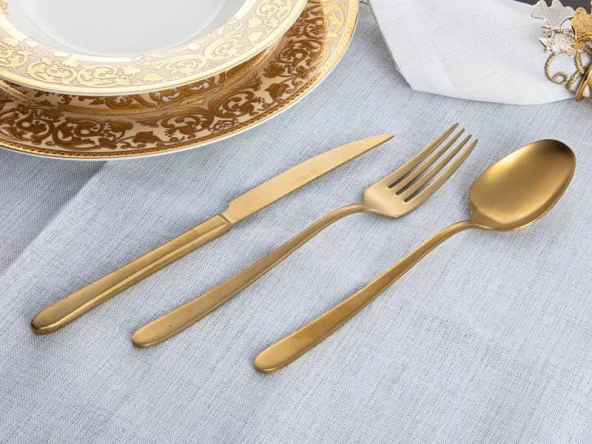 Royking Vizyon 36 Parça Mat Gold Çatal Kaşık Takımı RSK 006 ürün görseli 1