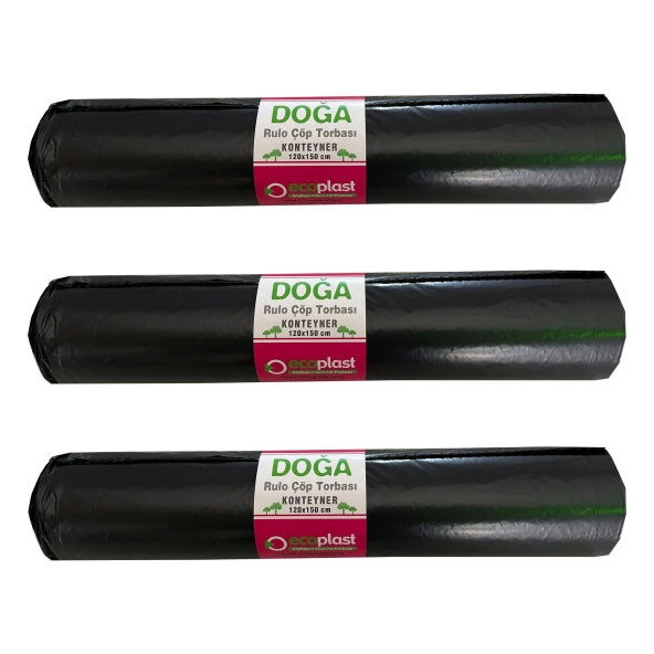 Ecoplast 240 Litre Siyah Hantal Konteyner Çöp Torbası - 120 x 150 Cm. - 700 Gr. - 10 Adetlik 3 Rulo ürün görseli 1
