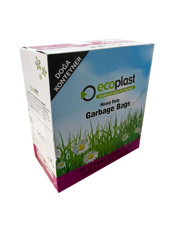 Ecoplast 240 Litre Siyah Hantal Konteyner Çöp Torbası - 120 x 150 Cm. - 700 Gr. - 10 Adetlik 10 Rulo ürün görseli 1