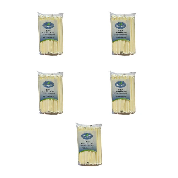 Kağıtlı Sargılı Beyaz Tek Kullanımlık Düz Pipet Kamış 23 Cm. - 200 Adetlik 5 Paket ürün görseli 1