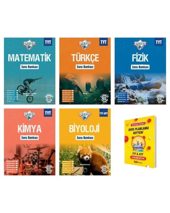 TYT IceBerg Matematik Türkçe Fizik Kimya ve Biyoloji Soru Bankası 5li Set ürün görseli 1