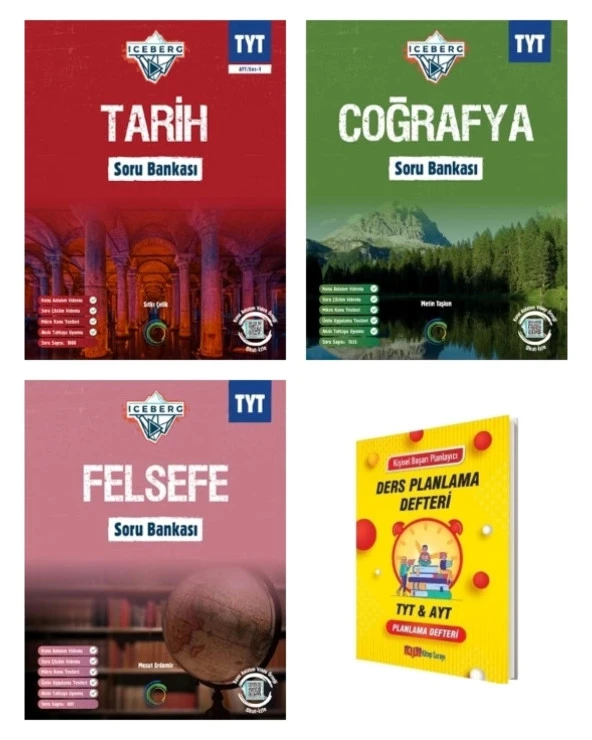 TYT IceBerg Tarih Coğrafya ve Felsefe Soru Bankası Sözel 3lü Set ürün görseli 1
