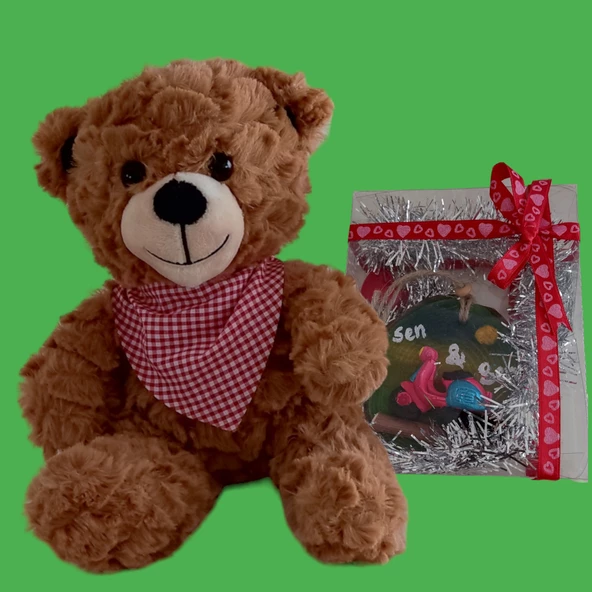 Peluş Ayıcık ve Sen&Ben Temalı Ahşap Hediyelik ürün görseli 1