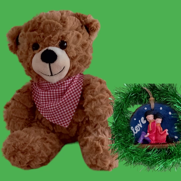 Peluş Ayıcık ve Love Temalı Ahşap Hediyelik ürün görseli 1