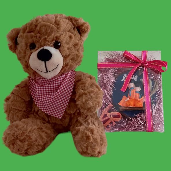 Peluş Ayıcık ve Lovee Temalı Ahşap Hediyelik ürün görseli 1