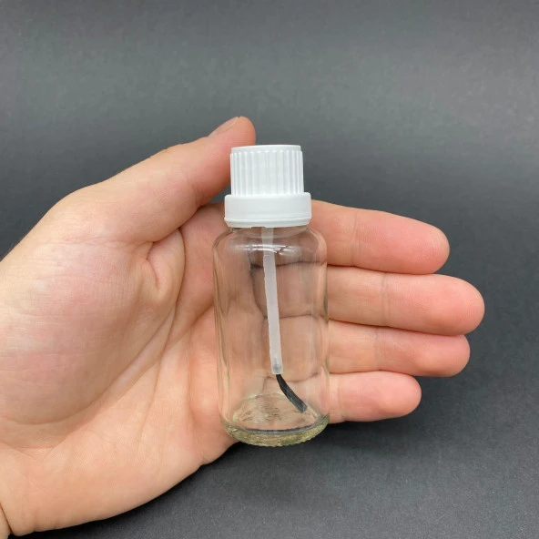 30 cc Fırçalı Cam  Şişe - Şeffaf - 30 ml Boş Oje Şişesi  x 3 Adet ürün görseli 1