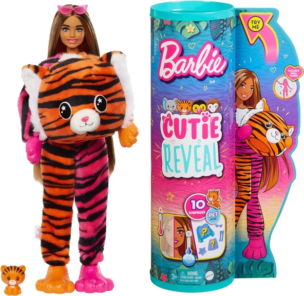 Barbie Cutie Reveal Bebekler Barbie Tropikal Orman Serisi - Kaplan, 3 yaş ve üzeri, HKP99 ürün görseli 1