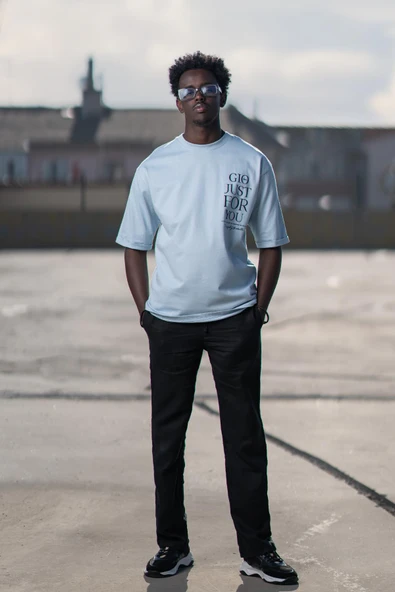 Bisiklet Yaka %100 Pamuklu Baskılı Oversize (Geniş Model) T-shirt ürün görseli 1