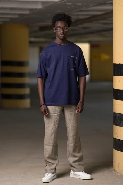 Bisiklet Yaka %100 Pamuklu Arkası Baskılı Oversize (Geniş Model) T-shirt ürün görseli 1