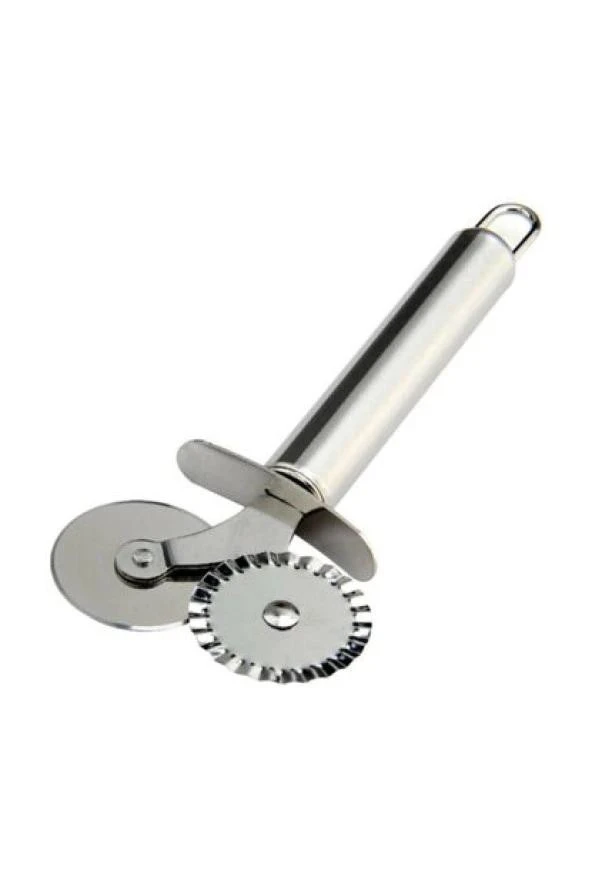 Çİft Başlı Metal Pizza Kesici ve Hamur Ruleti ürün görseli 1