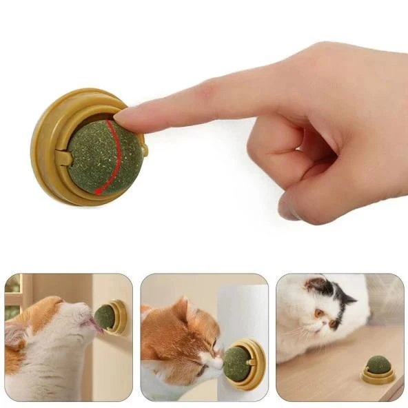 Duvara Yapışan Dönen Kedi Nanesi Cat Oyun Topu Doğal Kedi Oyuncağı ürün görseli 1