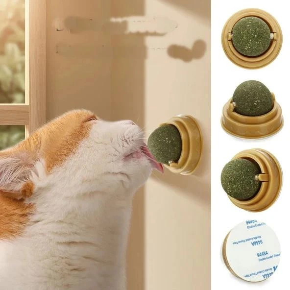 Duvara Yapışan Dönen Kedi Nanesi Cat Oyun Topu Doğal Kedi Oyuncağı ürün görseli 1