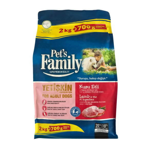 Pets Family Super Premium 2700 Gr Kuzu Etli Yetişkin Köpek Maması ürün görseli 1
