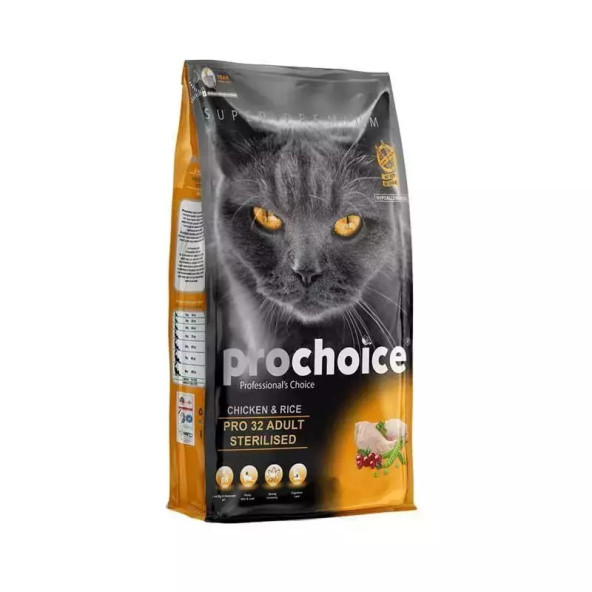Pro Choice Pro 32 Sterilised Tavuklu Kısırlaştırılmış Kedi Maması 15 Kg ürün görseli 1