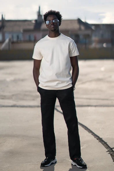 Bisiklet Yaka %100 Pamuklu Basic Oversize (Geniş Model) T-shirt ürün görseli 1