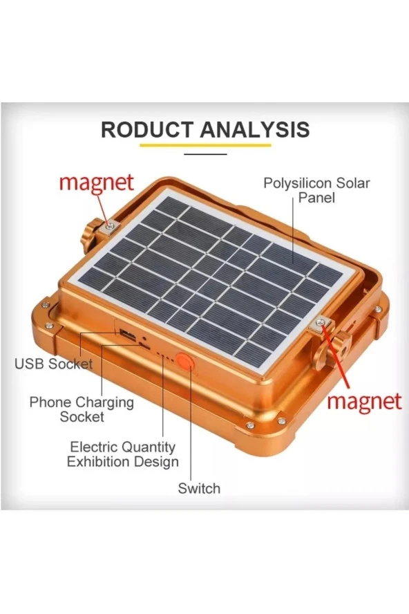 YCL YSP-2000 Taşınabilir Seyyar Usb Şarjlı 200w Güneş Enerjili Led Projektör Modlu Işık ürün görseli 1