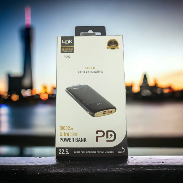 Linktech PD12 Premium PD 22.5 W 10000 mAh Hızlı Şarj Powerbank Siyah ürün görseli 1