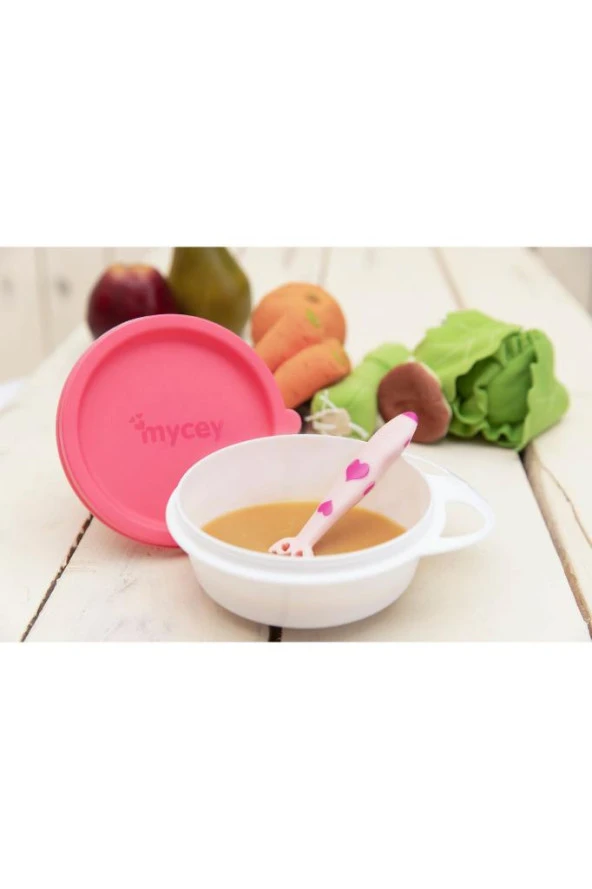 MYCEY Kapaklı Mama Tabağı Pembe - Resim 2