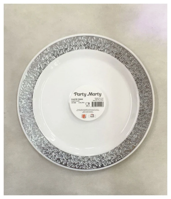 Nedi Özel Günler Plastik Tabak Gümüş Varaklı 18Cm 6Lı ürün görseli 1