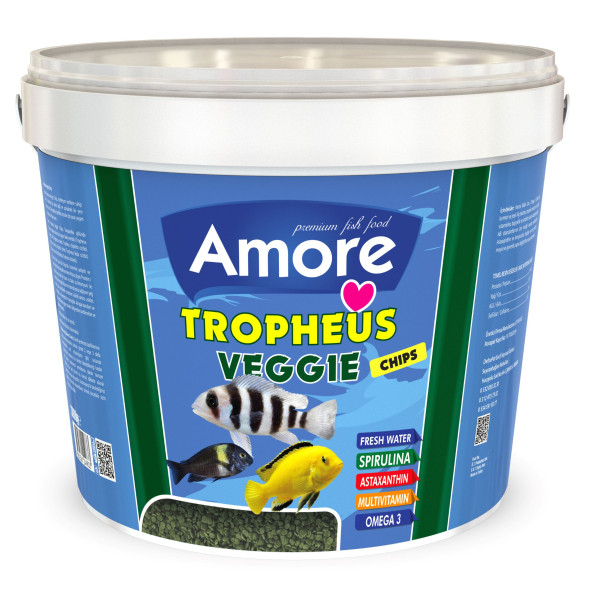Amore Tropheus Veggie Chips 3 Kg Kova Tanganyika Malawi Bitkisel Algae Spirulina Sarımsak Balık Yemi ürün görseli 1
