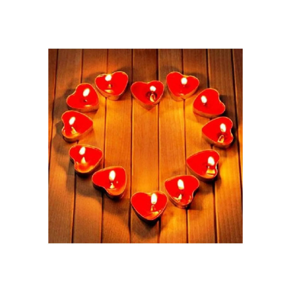 Kırmızı Kalpli Tealight Mum 10 Adet ürün görseli 1