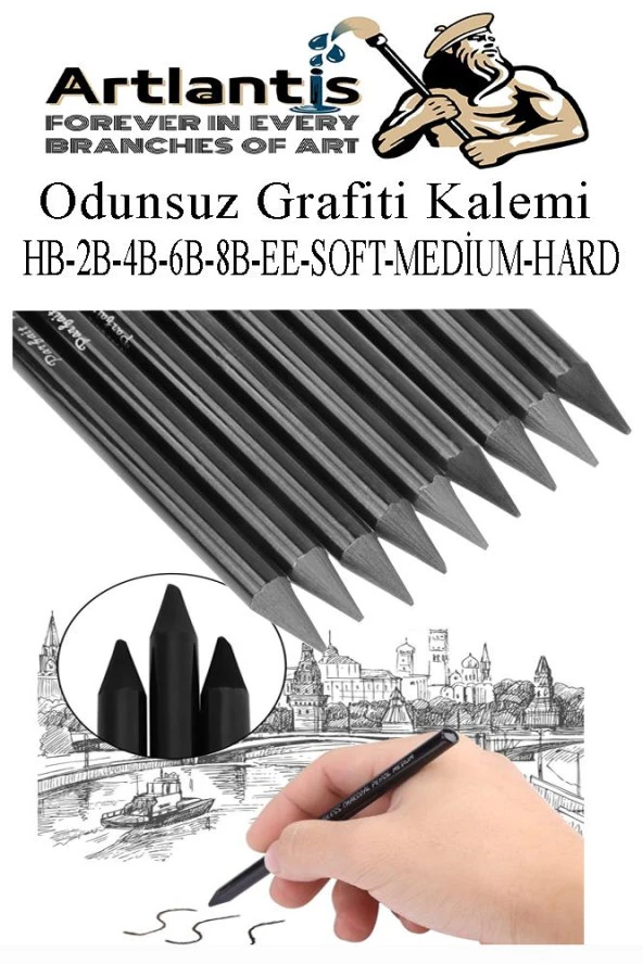 Odunsuz Grafiti Kalemi 9 lu 1 Paket Odunsuz Kömür Kalemi Füzen Kalemi Çizim Kalemi Eskiz ve Karakalem Kalemi ürün görseli 1