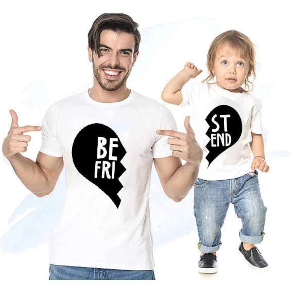 Best Friends Baba Oğul Kız Giyim Tişört (TEKLİ ÜRÜNDÜR KOMBİN YAPMAK İÇİN 2 ADET SEPETE EKLEYİNİZ) ürün görseli 1