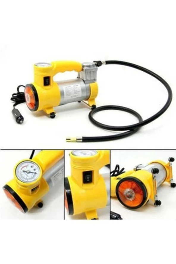 NIKEN Metal Gövdeli Sarı Işıklı Mini Oto Araç Hava Kompresörü 12v ürün görseli 1