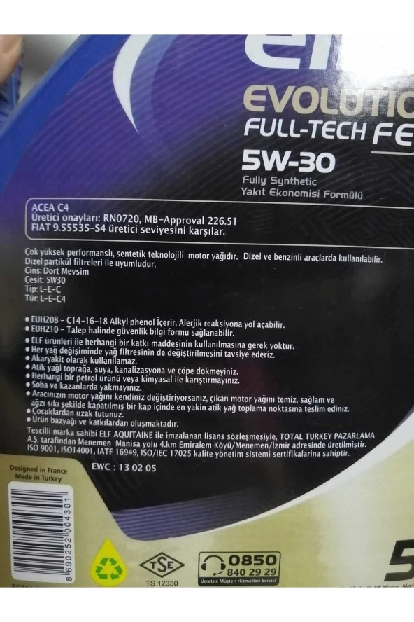 Elf Evolutıon Full-tech 5w30 5lt - Resim 2