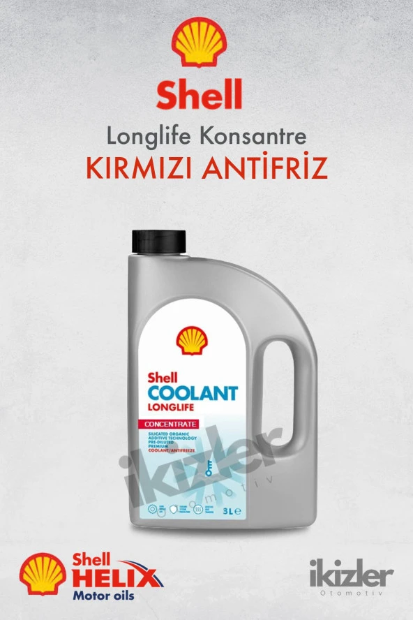 SHELL LONG Life Konsantre Kırmızı Antifriz - Kırmızı Antifiriz 3 Litre -Orjinal 2025 Üretim Antifriz ürün görseli 1