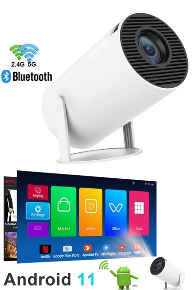 Taşınabilir  Projektör 1280 * 720P Ev Sineması Bluetooth Android 11 Akıllı Projeksiyon Wifi ürün görseli 1