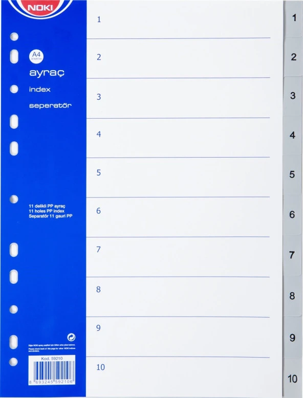 Noki Ayraç Pp 1-10 Rakam ürün görseli 1