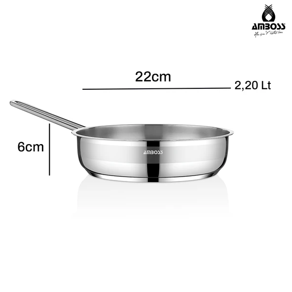 Saphire Paslanmaz Çelik 22 cm Kapaksız Çelik Tava - Resim 5