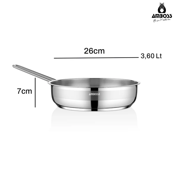 Saphire Paslanmaz Çelik 26 cm Kapaksız Çelik Tava - Resim 5