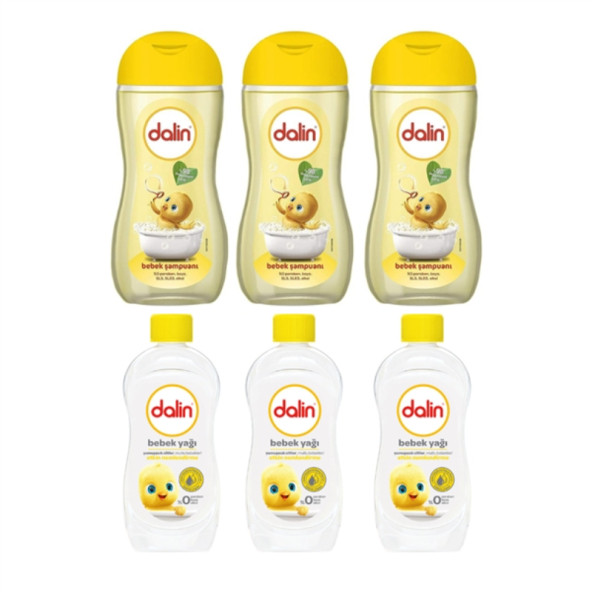 DALİN BEBEK ŞAMPUANI KLASİK 200 ML 3 ADET + DALİN BEBEK YAĞI 200 ML 3 ADET ürün görseli 1