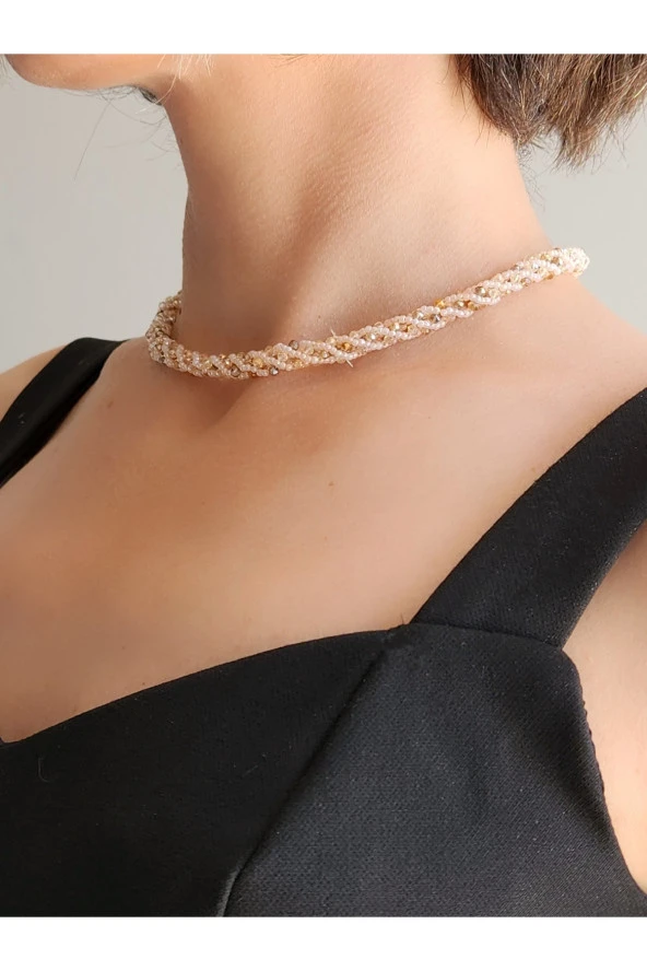 Etnik Bohem Sarmal Dönmeli Model Kristal Yavru Ağzı Kristal Boncuk Kolye ürün görseli 1