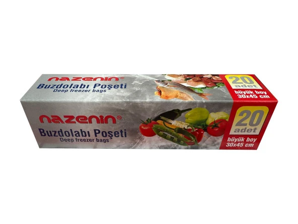 Nazenin Düz Kilitsiz Şeffaf Büyük Boy Buzdolabı Yemek Gıda Poşeti Torbası- 30x45 Cm. - 20'li Paket ürün görseli 1