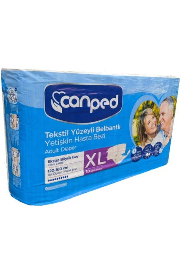 CANPED Belbantlı Tekstil Yüzeyli Hasta Bezi Ekstra Büyük Xl 30 Adetli ürün görseli 1