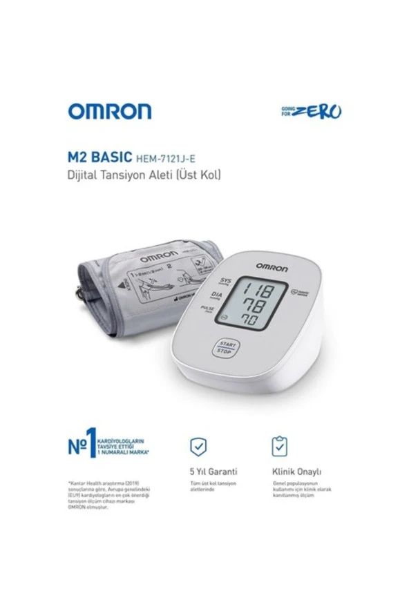 OMRON M2 basic Hem-7121j-e Üst Koldan Ölçer Dijital Tansiyon Aleti - Resim 2