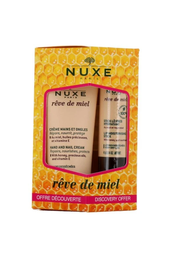 NUXE Reve De Miel Crème Mains et Ongles 30 ml ve Stick Lèvres 4 gr KOFRE PAKETİ ürün görseli 1