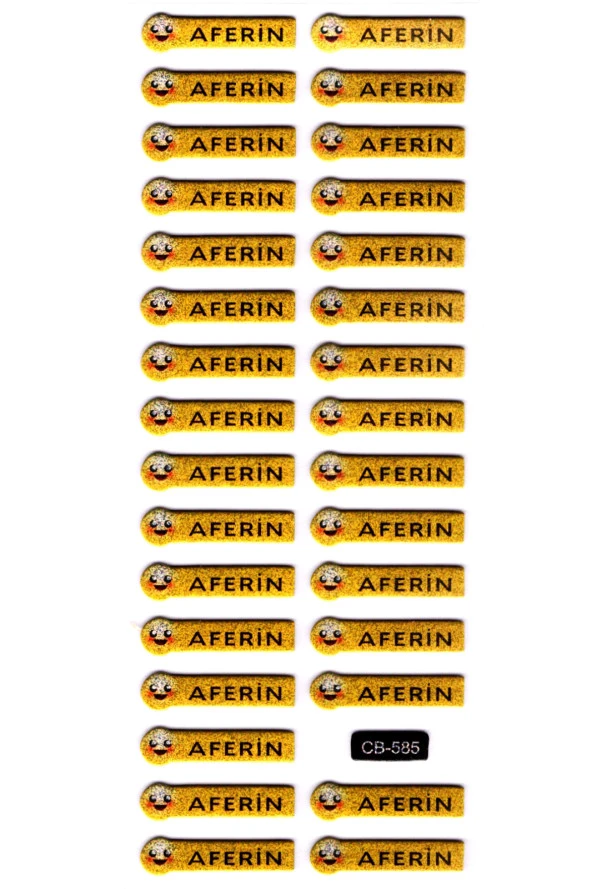 Sticker Kabartmalı Sticker Defter, Planlayıcı Etiket - (cb-585) 16x7 cm- Aferin , Tebrik ürün görseli 1