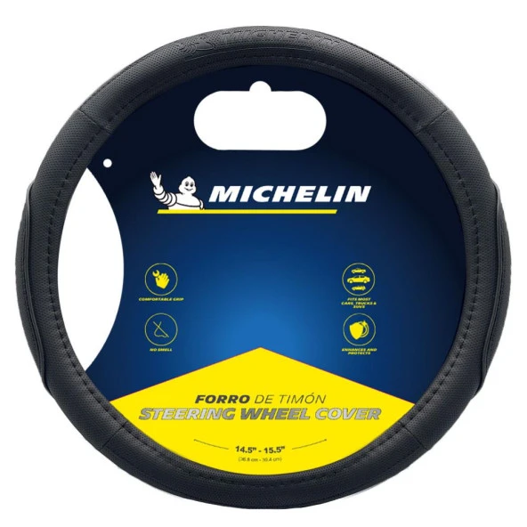 Michelin MC1003N Premium Suni Deri Direksiyon Kılıfı SİYAH ürün görseli 1