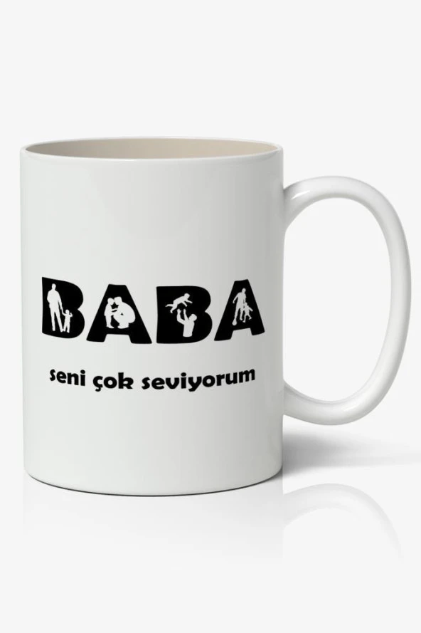 BABA Seni Çok Seviyorum Babalar Günü Baskılı Kupa Bardak Baskılı Kahve Kupa Bardak ürün görseli 1