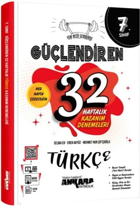 7. Sınıf Türkçe Güçlendiren 32 Haftalık Kazanım Denemeleri Ankara Yayıncılık ürün görseli 1