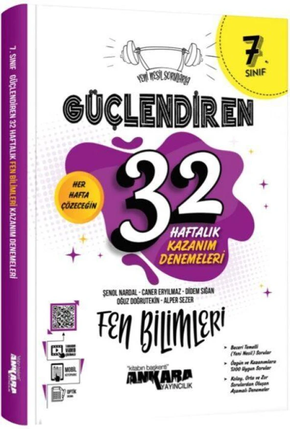 7. Sınıf Fen Bilimleri Güçlendiren 32 Haftalık Kazanım Denemeleri Ankara Yayıncılık ürün görseli 1