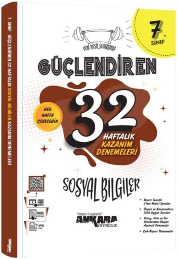7. Sınıf Sosyal Bilgiler Güçlendiren 32 Haftalık Kazanım Denemeleri Ankara Yayıncılık ürün görseli 1