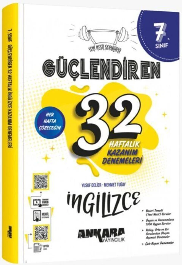 7. Sınıf İngilizce Güçlendiren 32 Haftalık Kazanım Denemeleri Ankara Yayıncılık ürün görseli 1